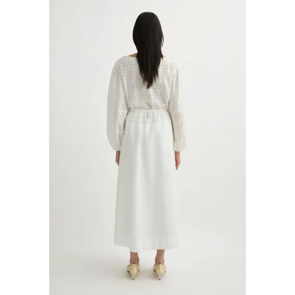 Posse Harriet Skirt in Vintage White | Midi Skirts | Luxury Shoes , view 4