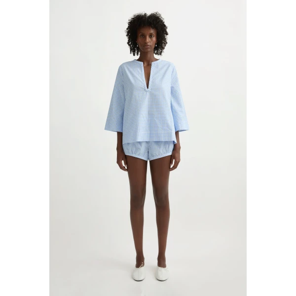 Posse Lila Blouse in Blue Gingham | Blouse | Luxury Shoes , view 3