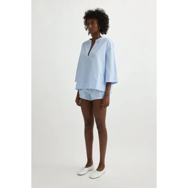 Posse Lila Blouse in Blue Gingham | Blouse | Luxury Shoes , view 4
