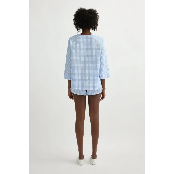 Posse Lila Blouse in Blue Gingham | Blouse | Luxury Shoes , view 5