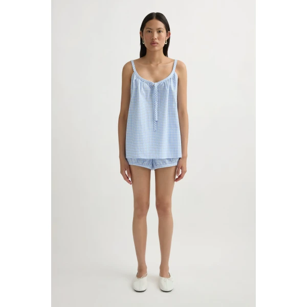Posse Lila Cami in Blue Gingham | Camisoles | Luxury Shoes , view 2