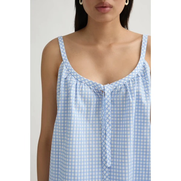 Posse Lila Cami in Blue Gingham | Camisoles | Luxury Shoes , view 3