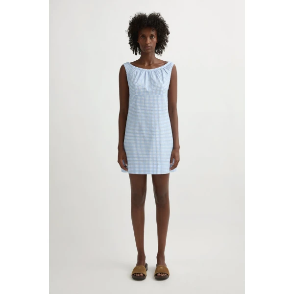 Posse Lila Dress in Blue Gingham | Midi Dresses | Luxury Shoes , view 2