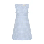 Posse Lila Dress in Blue Gingham | Midi Dresses | Luxury Shoes 