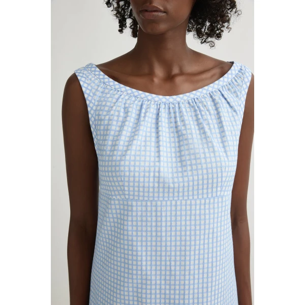 Posse Lila Dress in Blue Gingham | Midi Dresses | Luxury Shoes , view 3
