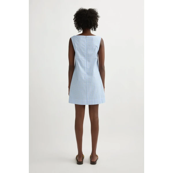 Posse Lila Dress in Blue Gingham | Midi Dresses | Luxury Shoes , view 5