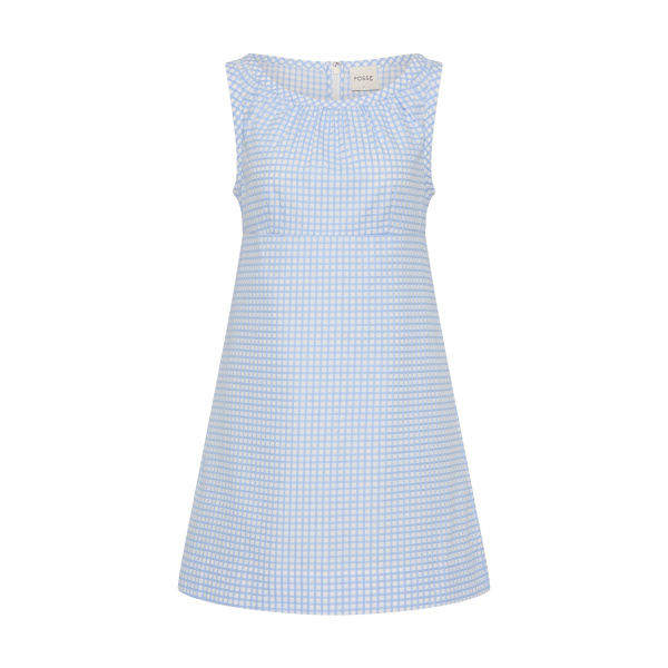 Posse Lila Dress in Blue Gingham | Midi Dresses | Luxury Shoes 