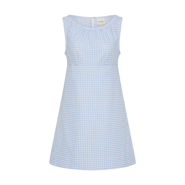 Posse Lila Dress in Blue Gingham | Midi Dresses | Luxury Shoes 