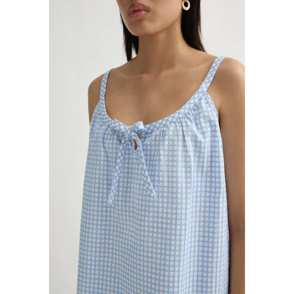 Posse Lila Mini Dress in Blue Gingham | Mini Dresses | Luxury Shoes , view 3