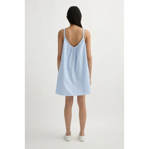 Posse Lila Mini Dress in Blue Gingham | Mini Dresses | Luxury Shoes , view 4