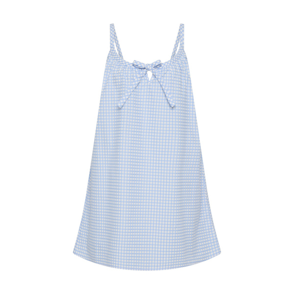 Posse Lila Mini Dress in Blue Gingham | Mini Dresses | Luxury Shoes 