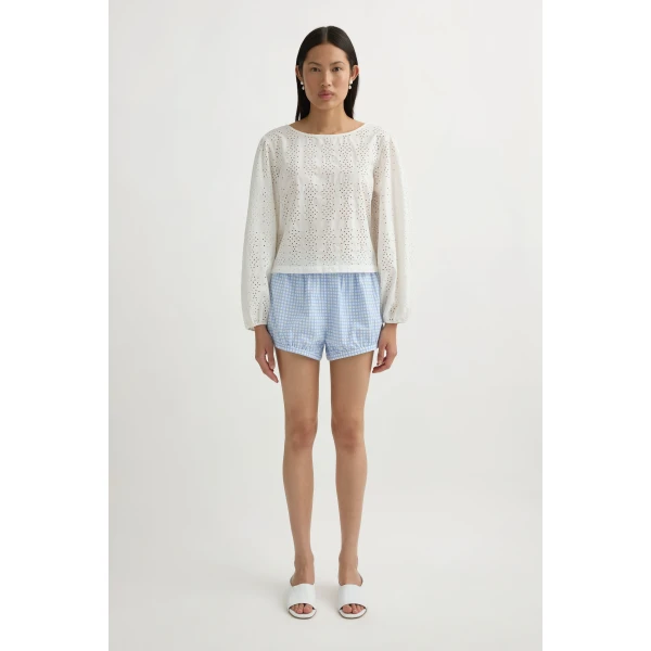 Posse Lila Short in Blue Gingham | Shorts | Luxury Shoes , view 2