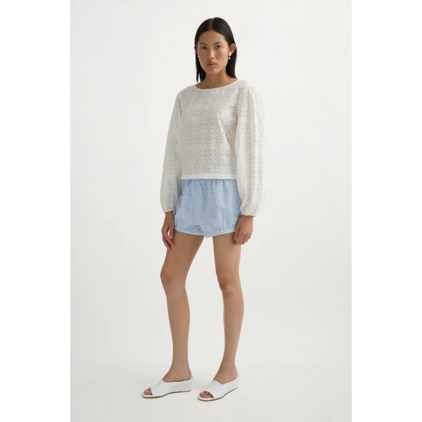 Posse Lila Short in Blue Gingham | Shorts | Luxury Shoes , view 4