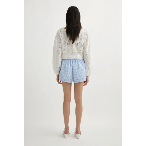Posse Lila Short in Blue Gingham | Shorts | Luxury Shoes , view 5