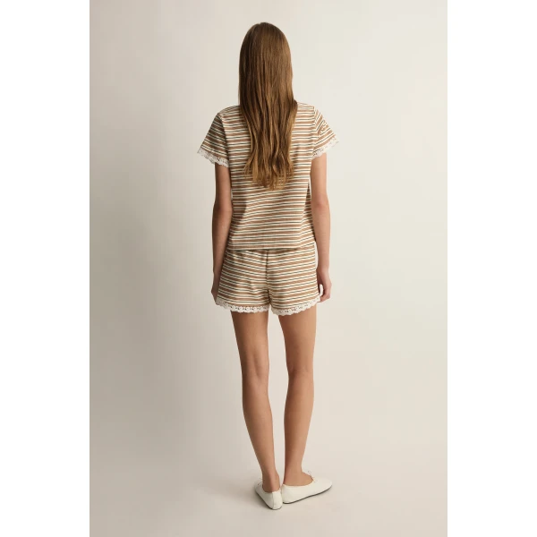 Posse Maeve Baby Tee in Toffee Stripe | T-shirts | Luxury Shoes , view 4