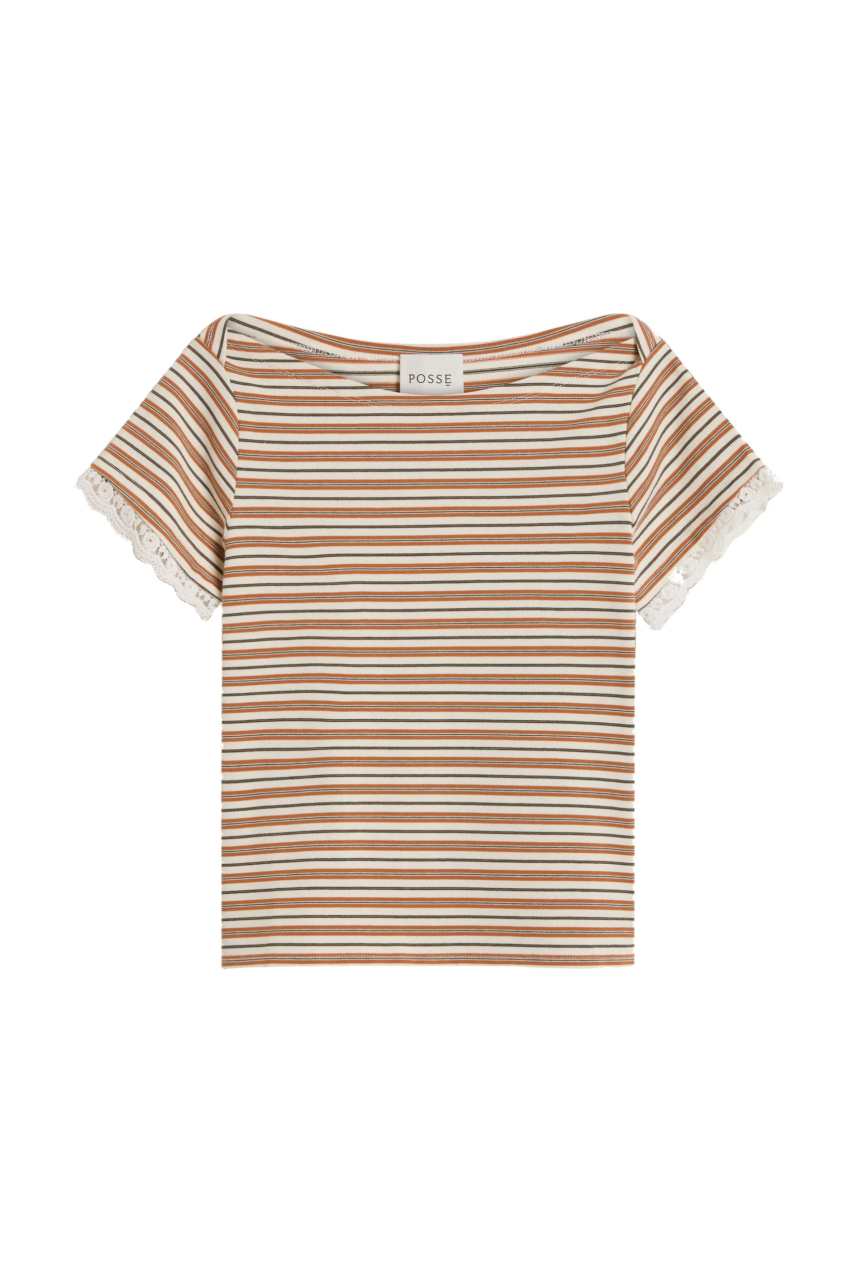Posse Maeve Baby Tee in Toffee Stripe Posse Maeve Baby Tee in Toffee Stripe | T-shirts | Luxury Shoes