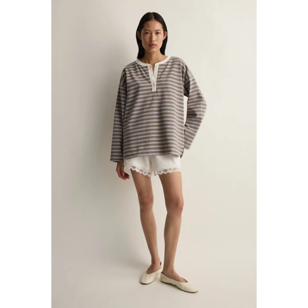 Posse Maeve Long Sleeve Top in Lilac Sage Stripe | Long Sleeve | Luxury Shoes , view 2