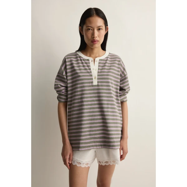 Posse Maeve Long Sleeve Top in Lilac Sage Stripe | Long Sleeve | Luxury Shoes , view 3
