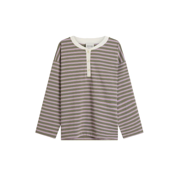 Posse Maeve Long Sleeve Top in Lilac Sage Stripe | Long Sleeve | Luxury Shoes 