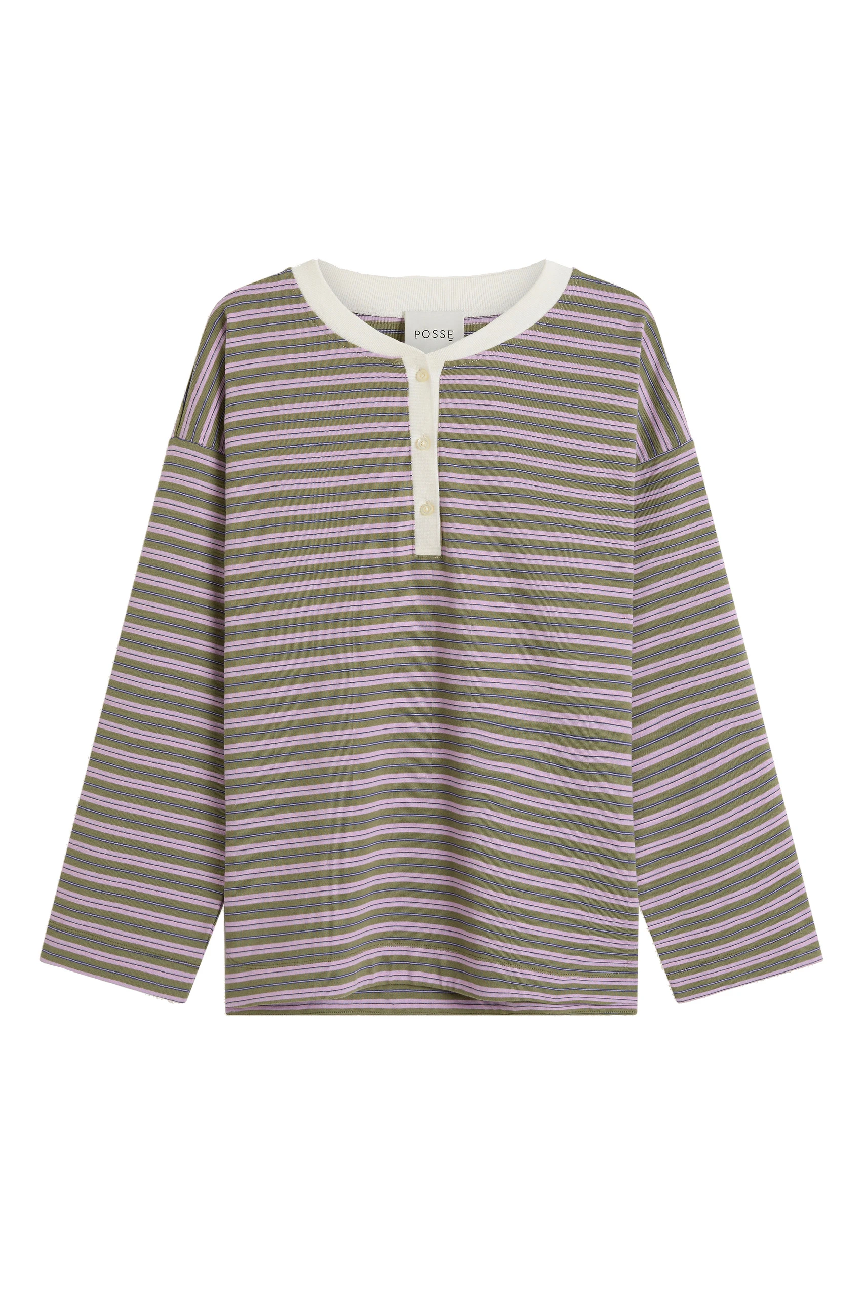 Posse Maeve Long Sleeve Top in Lilac Sage Stripe Posse Maeve Long Sleeve Top in Lilac Sage Stripe | Long Sleeve | Luxury Shoes