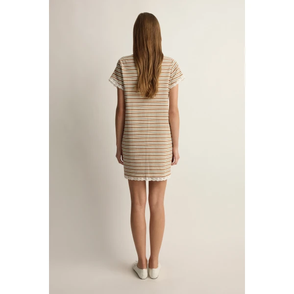 Posse Maeve Mini Dress in Toffee Stripe | Mini Dresses | Luxury Shoes , view 5