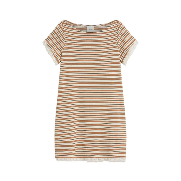 Posse Maeve Mini Dress in Toffee Stripe | Mini Dresses | Luxury Shoes 