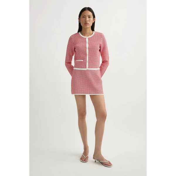 Posse Micah Cardigan in Red Gingham | Cardigan | Luxury Shoes , view 4