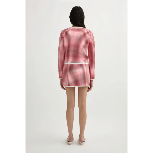 Posse Micah Cardigan in Red Gingham | Cardigan | Luxury Shoes , view 5