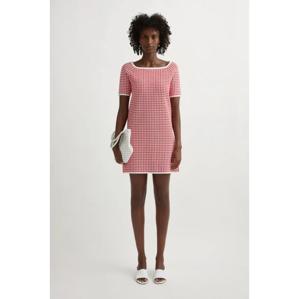 Posse Micah Dress in Red Gingham | Midi Dresses | Luxury Shoes , view 2