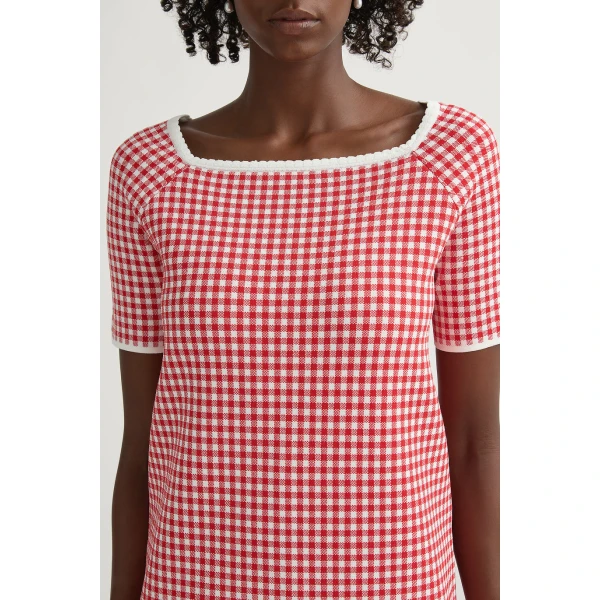 Posse Micah Dress in Red Gingham | Midi Dresses | Luxury Shoes , view 3
