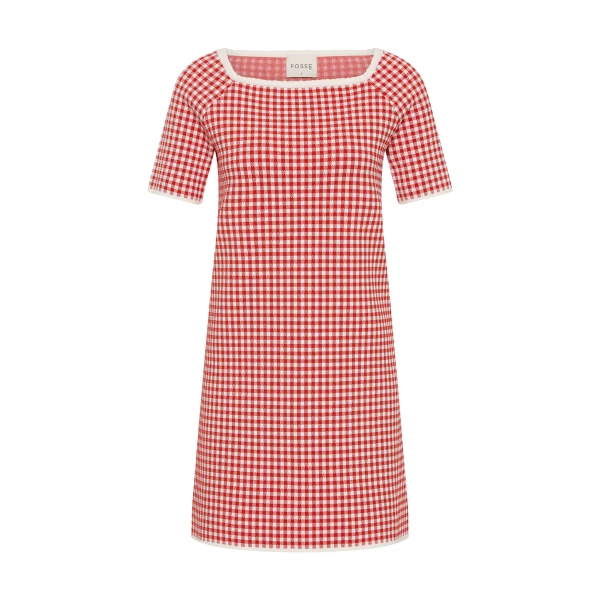 Posse Micah Dress in Red Gingham | Midi Dresses | Luxury Shoes 