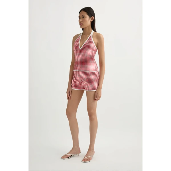 Posse Micah Short in Red Gingham | Shorts | Luxury Shoes , view 4
