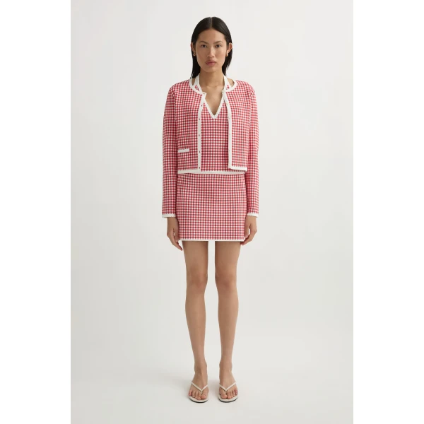 Posse Micah Skirt in Red Gingham | Midi Skirts | Luxury Shoes , view 3