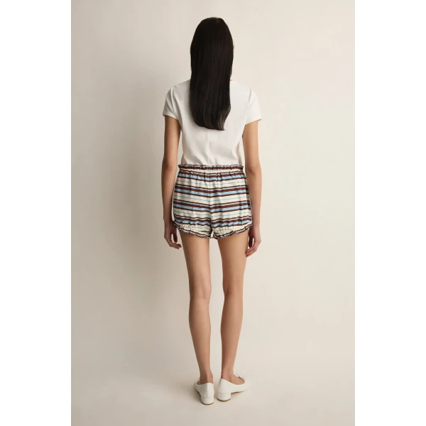Posse Nadine Ruffle Short in Chocolate Multi Stripe | Shorts | Luxury Shoes , view 3