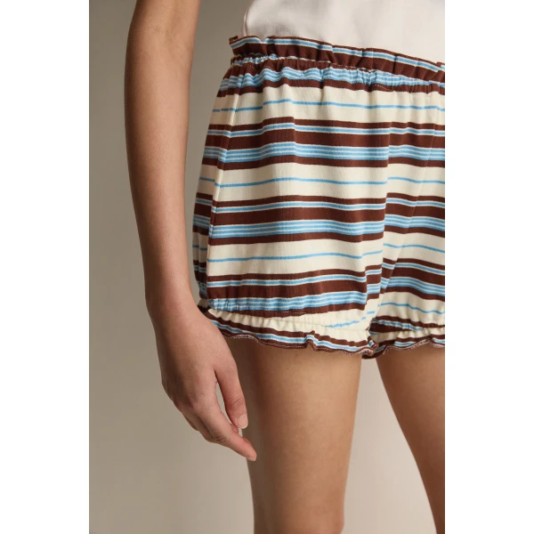 Posse Nadine Ruffle Short in Chocolate Multi Stripe | Shorts | Luxury Shoes , view 5