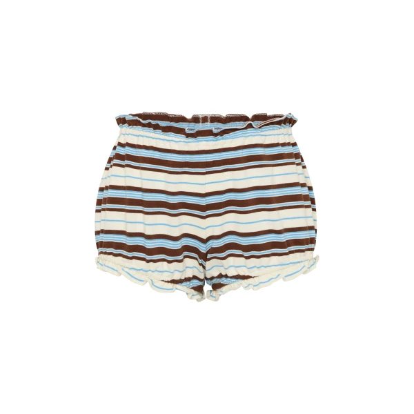 Posse Nadine Ruffle Short in Chocolate Multi Stripe | Shorts | Luxury Shoes 