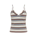Posse Nadine Ruffle Tank in Chocolate Multi Stripe | Sleeveless | Luxury Shoes 