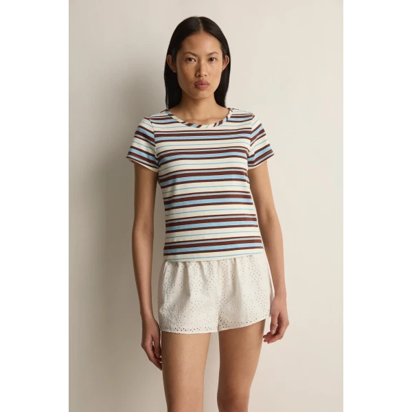 Posse Nadine Tee in Chocolate Multi Stripe | T-shirts | Luxury Shoes , view 2