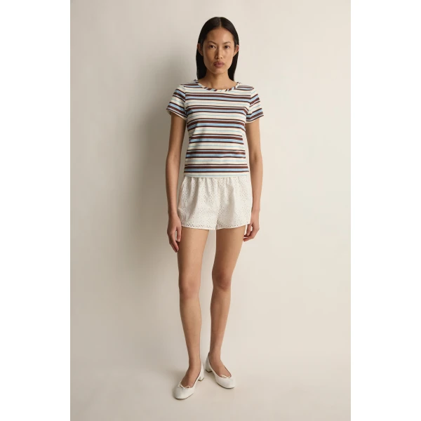 Posse Nadine Tee in Chocolate Multi Stripe | T-shirts | Luxury Shoes , view 3