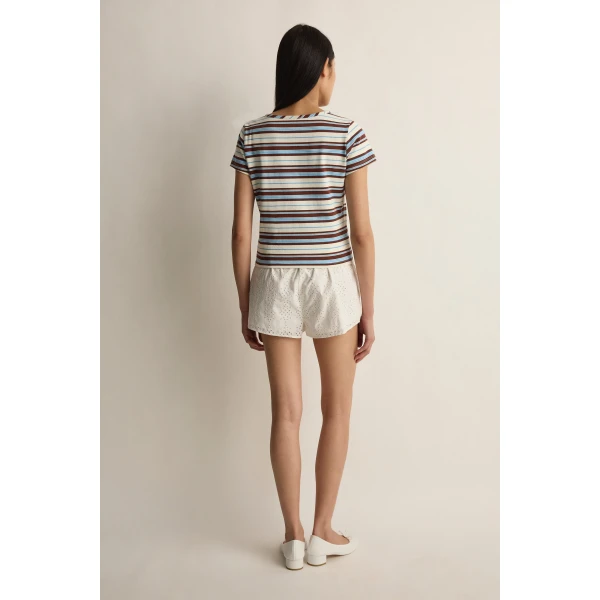 Posse Nadine Tee in Chocolate Multi Stripe | T-shirts | Luxury Shoes , view 4