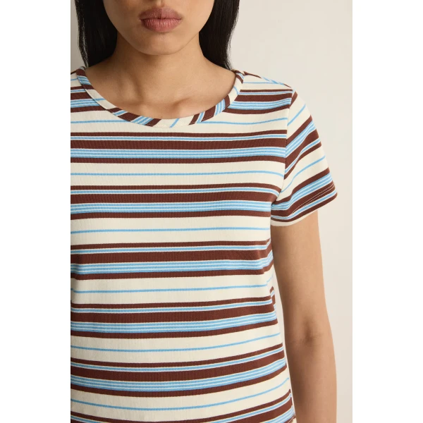 Posse Nadine Tee in Chocolate Multi Stripe | T-shirts | Luxury Shoes , view 5