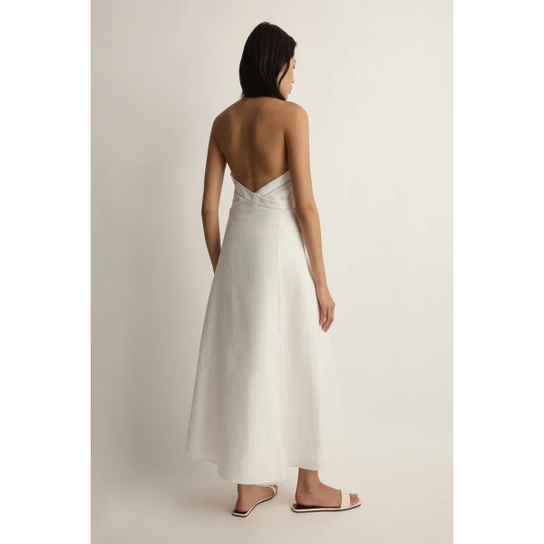 Posse Odette Wrap Dress in Cream | Midi Dresses | Luxury Shoes , view 4