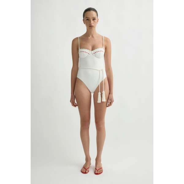 Posse Pia One Piece in Vintage White Red | Swimsuits | Luxury Shoes , view 2