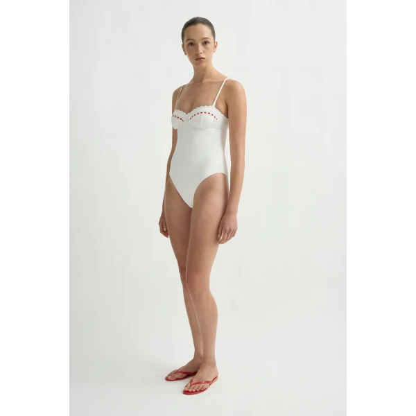 Posse Pia One Piece in Vintage White Red | Swimsuits | Luxury Shoes , view 3