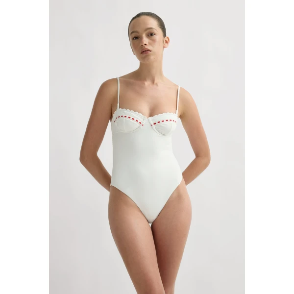 Posse Pia One Piece in Vintage White Red | Swimsuits | Luxury Shoes , view 4
