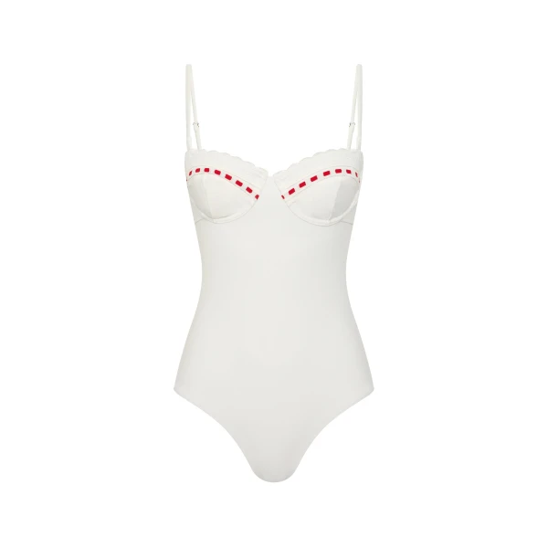 Pia One Piece in Vintage White Red