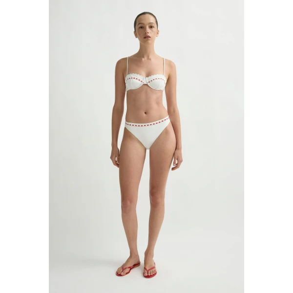 Posse Pia Top in Vintage White Red | Bikini | Luxury Shoes , view 3