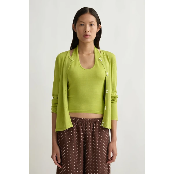 Posse Rae Cardigan in Chartreuse | Cardigan | Luxury Shoes , view 3