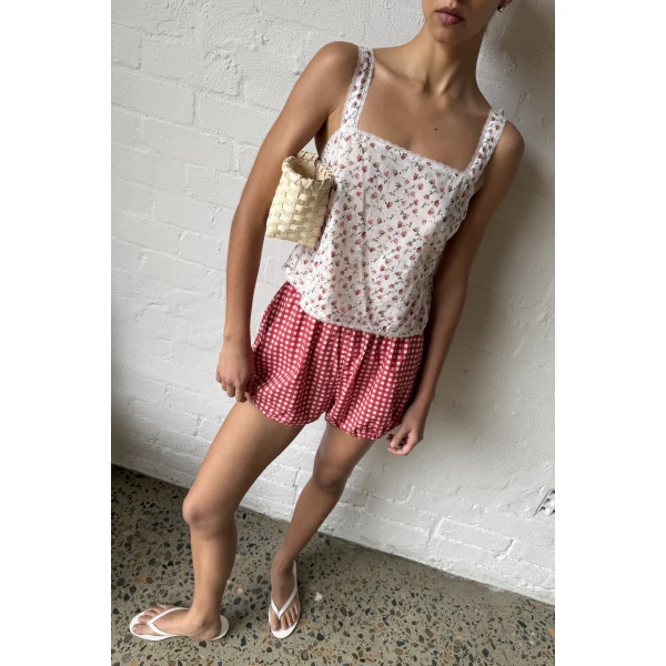 Posse Rosie Short in Rose Gingham | Shorts | Luxury Shoes , view 3
