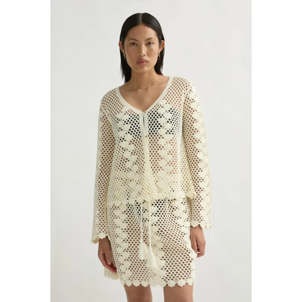 Posse Saskia Cardigan in Ivory | Cardigan | Luxury Shoes , view 2
